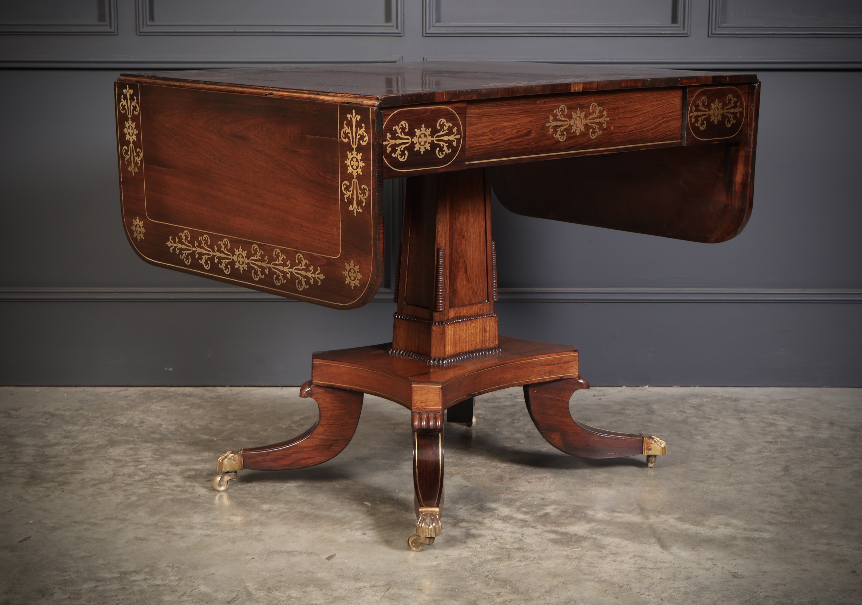 Regency Rosewood Brass Inlaid Sofa Table - Image 2